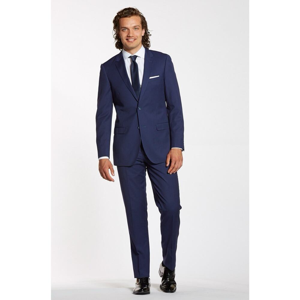 The Groomsman Suit Men's Slim Fit Suit Brilliant Blue Blazer 40R Pants 33R